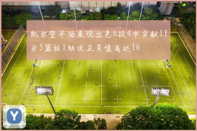 凯尔登半场表现出色6投4中贡献11分5篮板1助攻正负值高达16